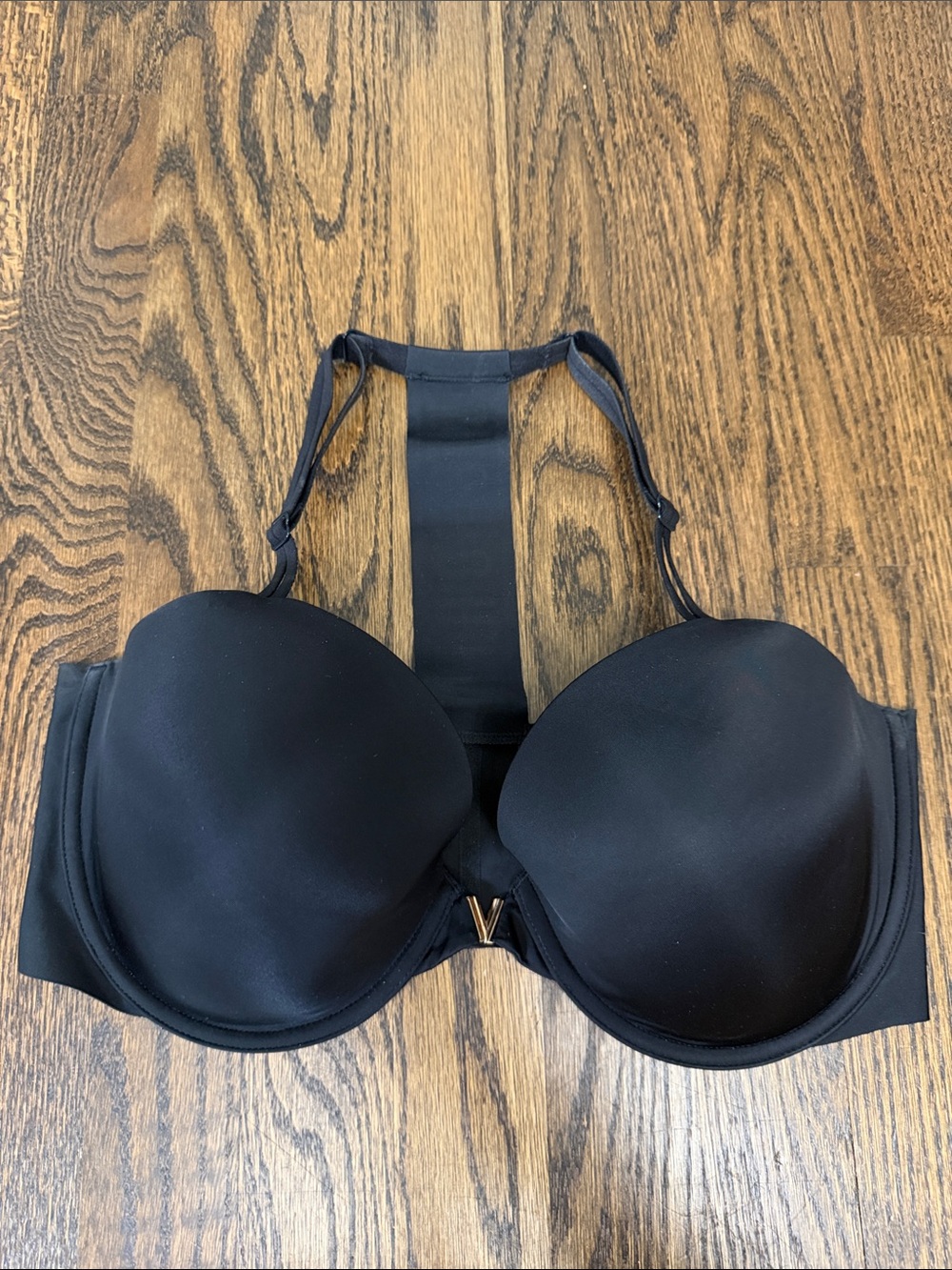 Victoria's Secret Black Racerback Push-Up Bra with V-Front Detail